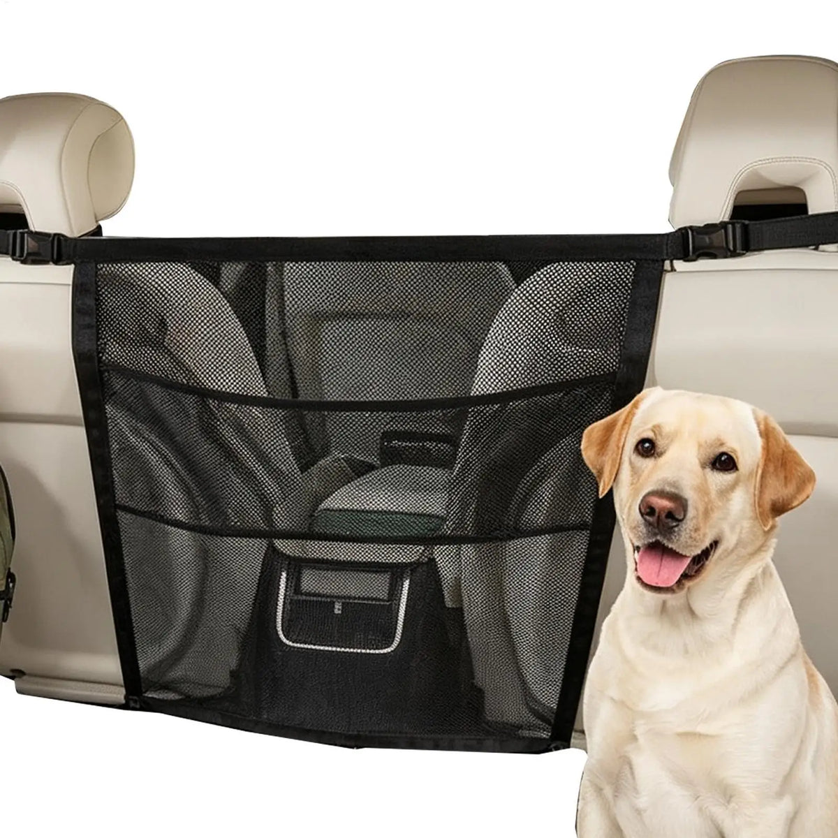 Pet Car Barrier Dog Divider Mesh Net – Back Seat Safety Guard Dog Car Barrier PLUSH