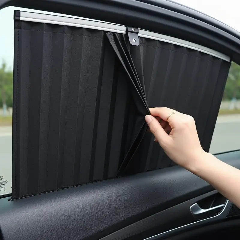 Retractable Car Sunshade Curtains 4pc – Universal UV & Heat Block Car Sunshade Curtain PLUSH