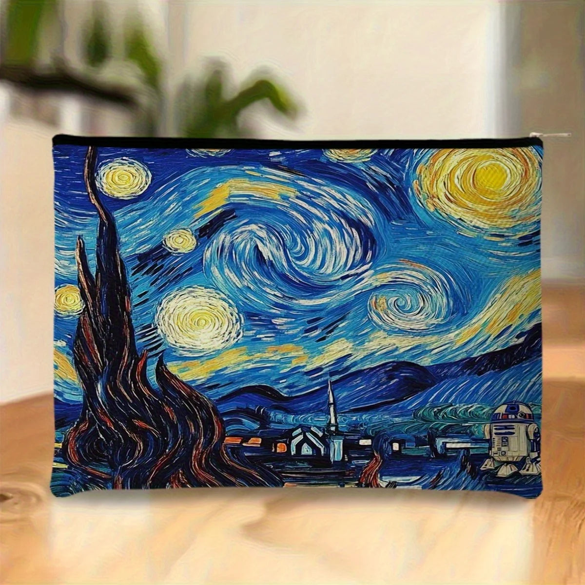 Van Gogh Starry Night Makeup Bag – Zipper Pouch & Jewelry Organizer Makeup Bag PLUSH Blue