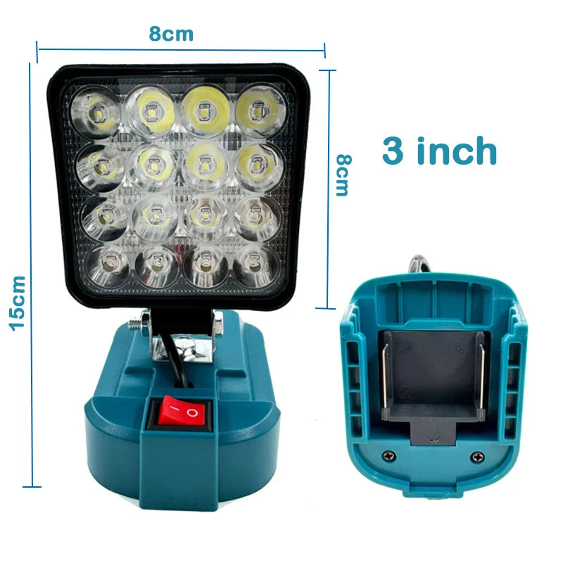 Cordless LED Work Light for Makita 14.4V–18V Battery | 54W Cordless Work Light PLUSH Blue China Mainland