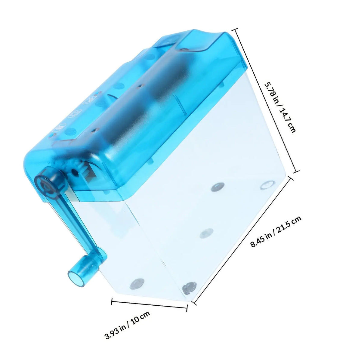 Manual Hand Crank Desktop Paper Shredder – Cross-Cut Home & Office Manual Paper Shredder PLUSH Blue
