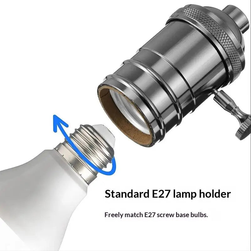 E27 Aluminum Vintage Lamp Socket with Built-In Dimmer Switch Lamp Socket Holder PLUSH
