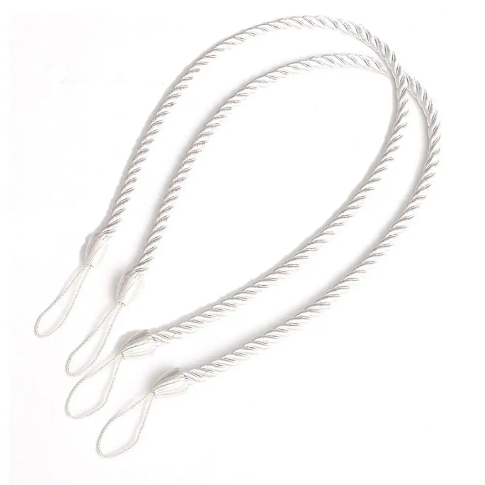 Woven Curtain Tiebacks 2-Pack – Twisted Rope Tie Straps Curtain Tiebacks PLUSH White