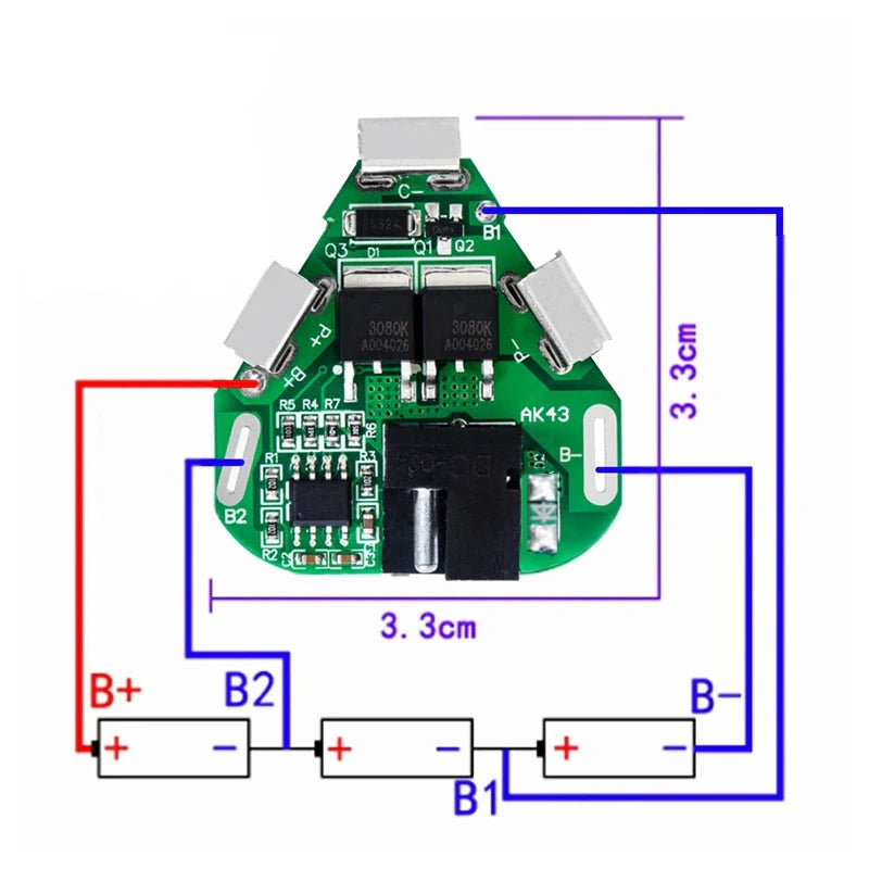 2pcs 3S 12.6V BMS Li-ion Battery Protection Board for Drills BMS Protection Board PLUSH