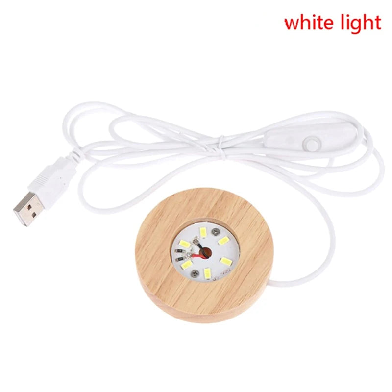 Wooden LED Light Display Base for Crystal Ball & Décor LED Display Base PLUSH white