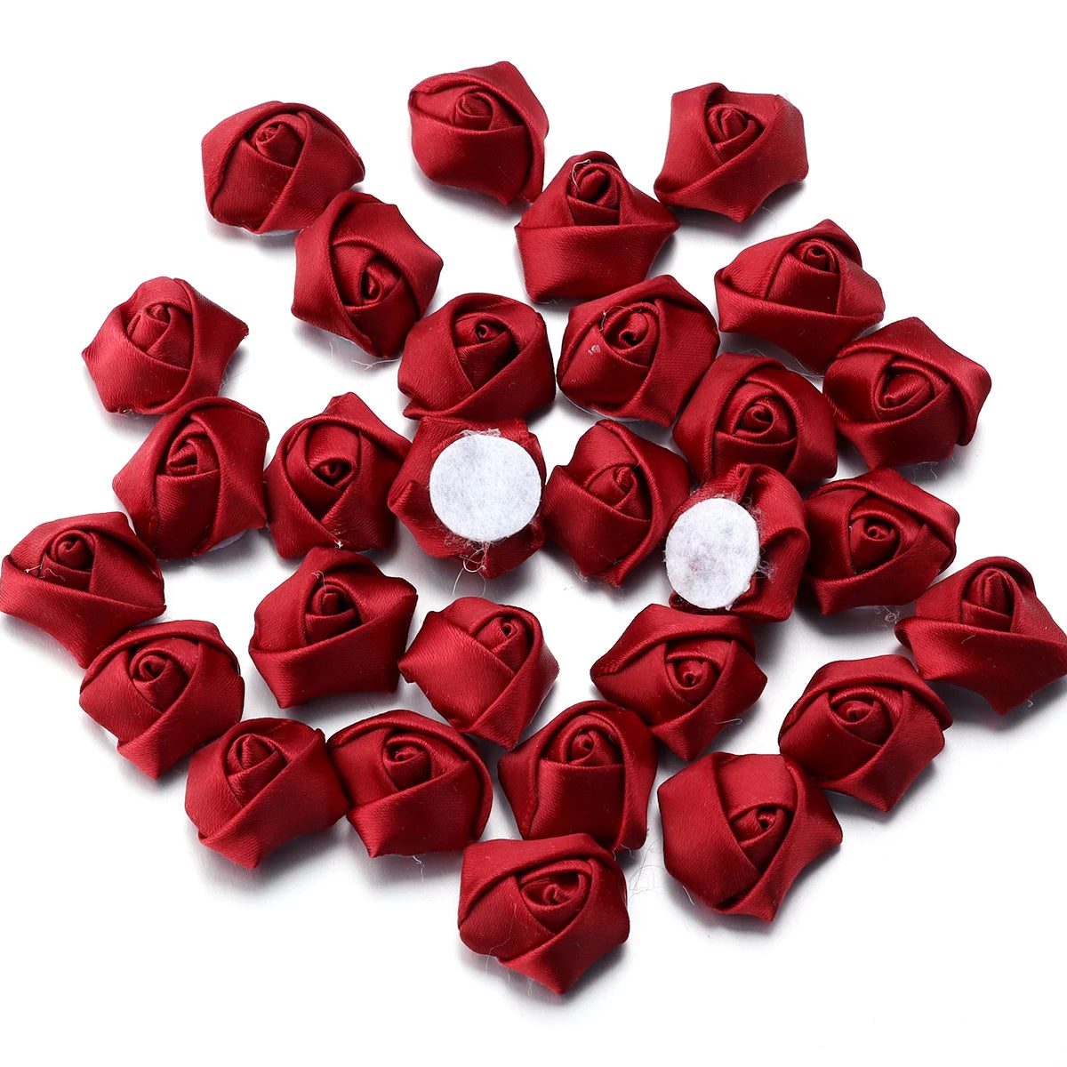 20pcs Mini Ribbon Rose Rosettes for DIY Hair Accessories & Crafts Hair Accessory Embellishments PLUSH Wine Red 3.5-4cm
