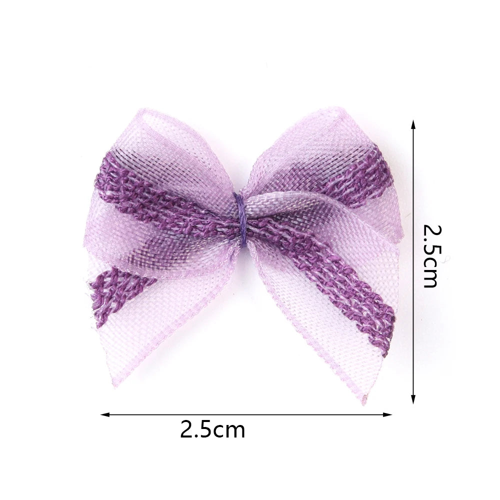 30pcs Mini Mesh Ribbon Bows – Multicolor Lace Bowknot DIY Ribbon Bow Embellishments PLUSH