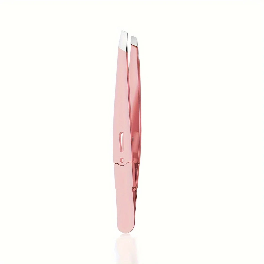 Precision Stainless Steel Eyebrow Tweezers | Non-Slip Grip Eyebrow Tweezers PLUSH Pink