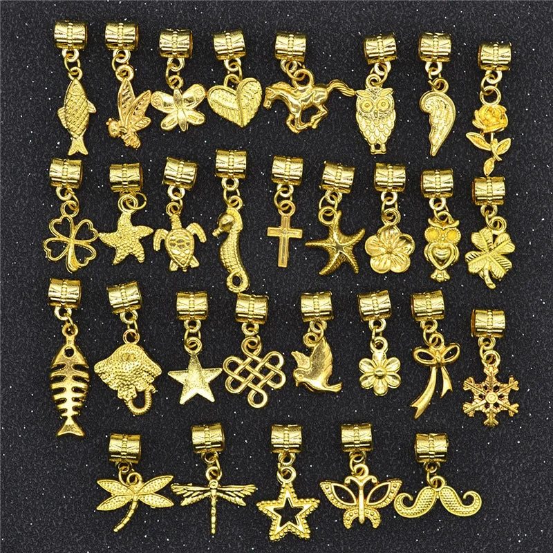 30pcs Dreadlock Braid Beads – Mixed Charm Hair Rings Set Hair Braid Beads PLUSH 30pcs NO.5