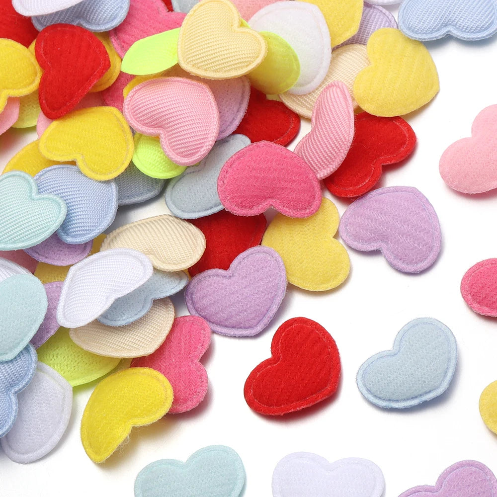 100pcs Heart Fabric Applique Patches 15x17mm – DIY Craft Fabric Applique Patches PLUSH