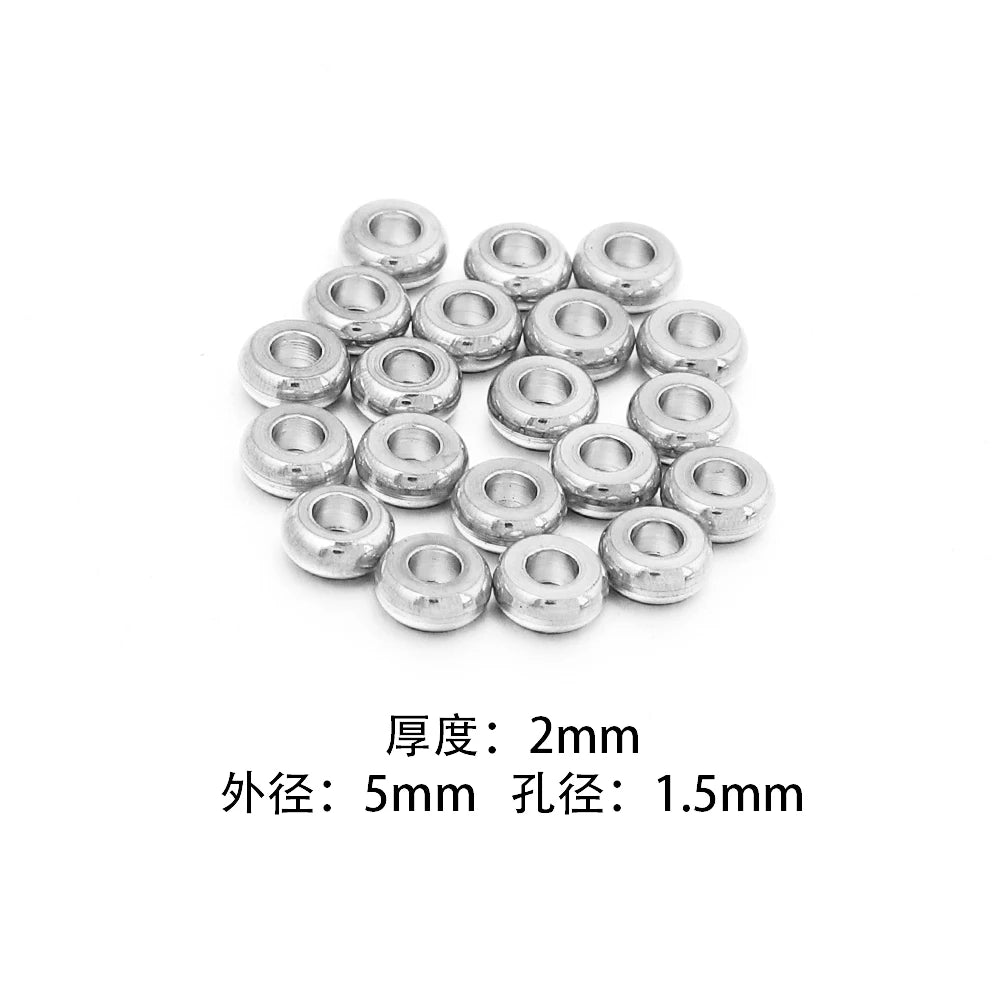 Stainless Steel Flat Disc Spacer Beads Gold Silver – 20-50pcs Jewelry Spacer Beads PLUSH Steel 5X2mm 50pcs