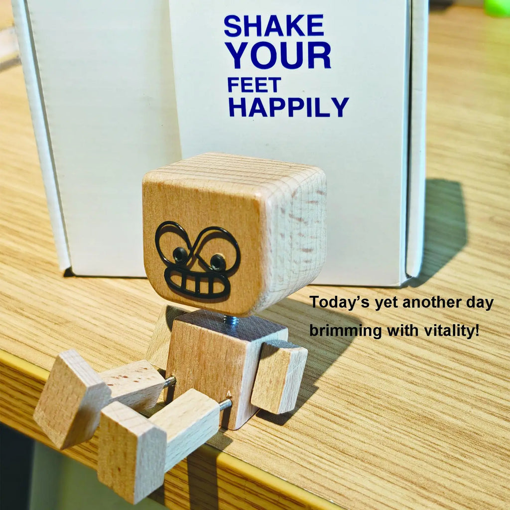 Wooden Shaking Man Figurine – Funny Desktop Sculpture Ornament Wooden Figurine Ornament PLUSH