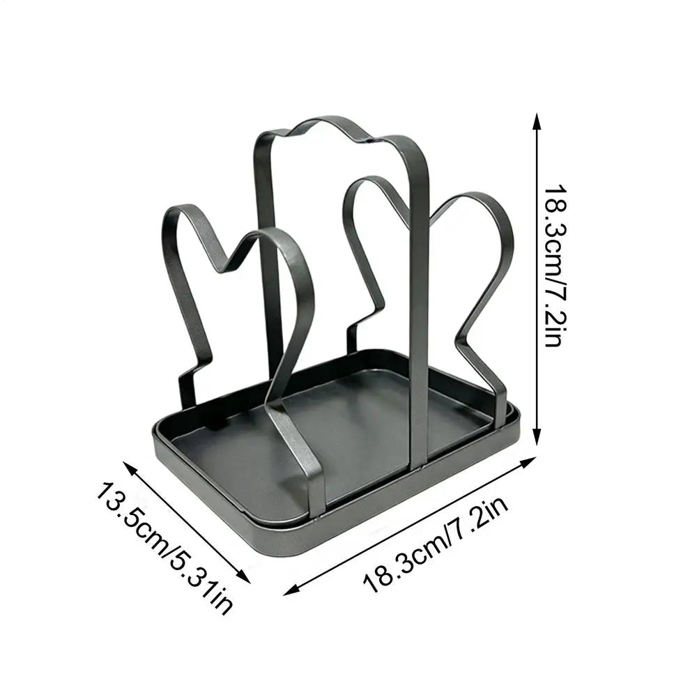 Pot Lid Holder Kitchen Organizer Rack | Countertop Storage Kitchen Lid Organizer PLUSH Dark Gray