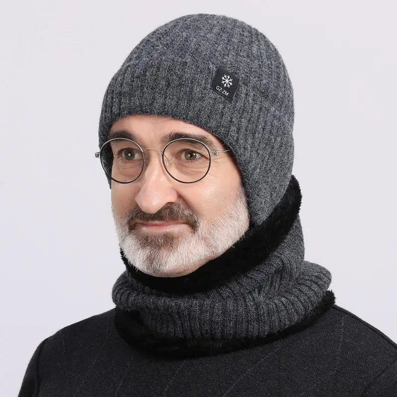 Men's Thick Knit Beanie with Earflaps – Warm Winter Hat Knit Winter Beanie PLUSH