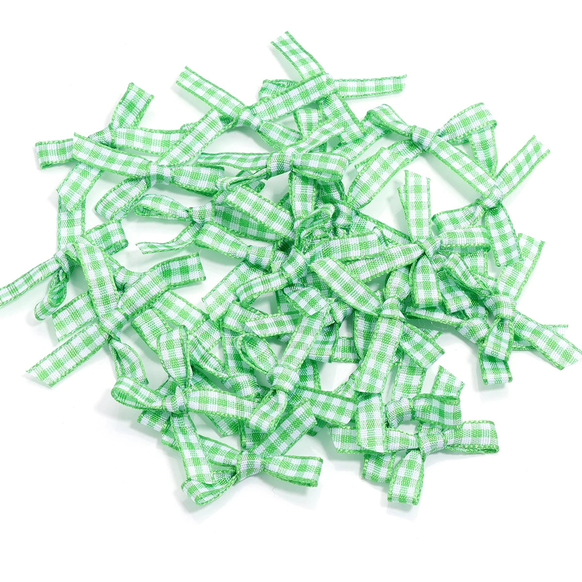 50pcs Scottish Checkered Ribbon Bows – DIY Jewelry & Crafts Ribbon Craft Bows PLUSH Green 4x2.5cm