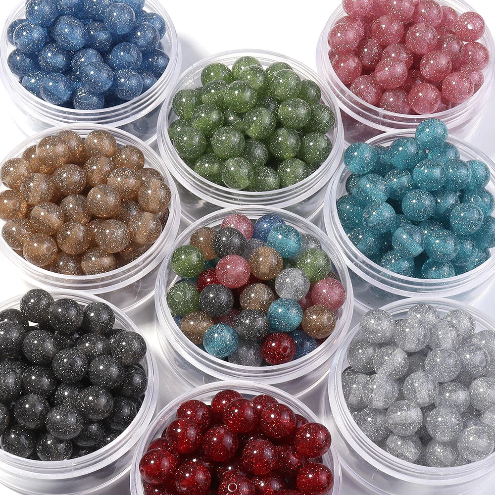 20pcs Gypsophila Resin Beads – Colorful Sparkle Round DIY Jewelry Resin Jewelry Beads PLUSH