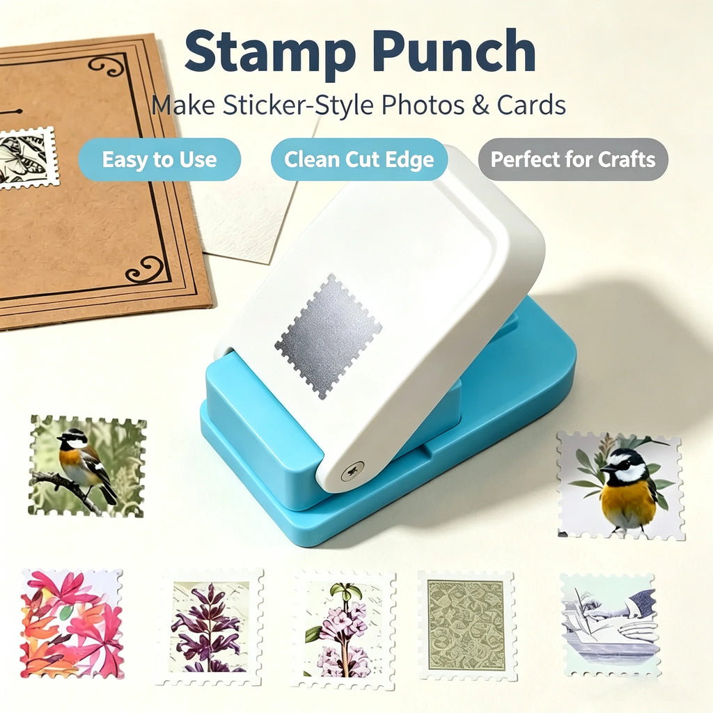 2-in-1 Postage Stamp Paper Punch – DIY Scrapbooking Tool Paper Craft Punch PLUSH