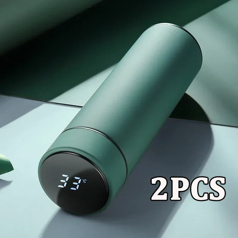 Smart Temp Display Thermal Mug – 500ml Stainless Steel Thermos Insulated Thermal Mug PLUSH Green 2PCS 500ml