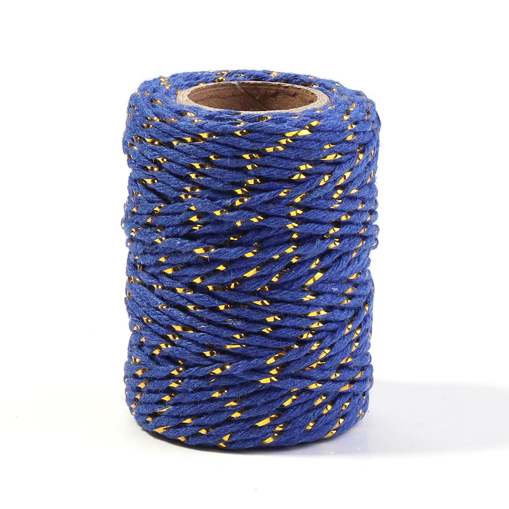20m Gold Colorful Braided Cotton Cord – DIY Crafts & Gift Wrap Braided Craft Cord PLUSH navy blue 2mm