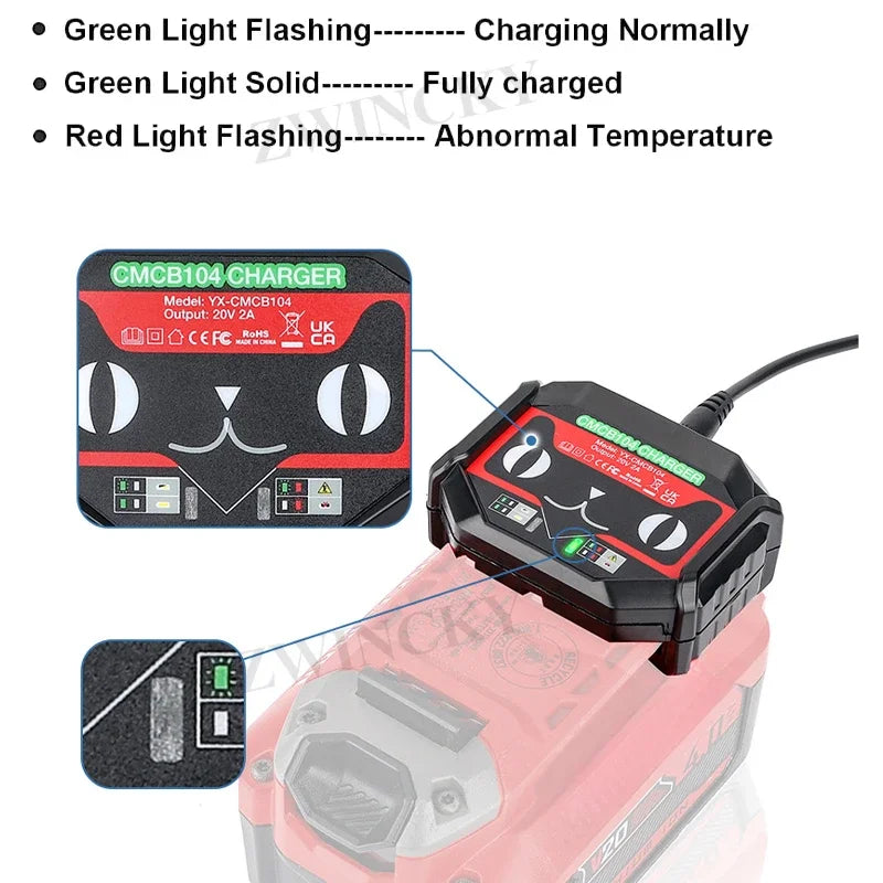 Craftsman 20V Li-Ion Battery Charger 2A CMCB201–CMCB205 Power Tool Charger PLUSH
