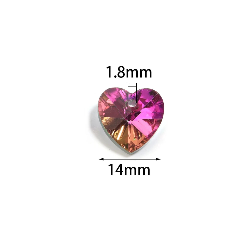 10pcs Aurora Heart Crystal Glass Charms – DIY Jewelry Making Glass Jewelry Charms PLUSH