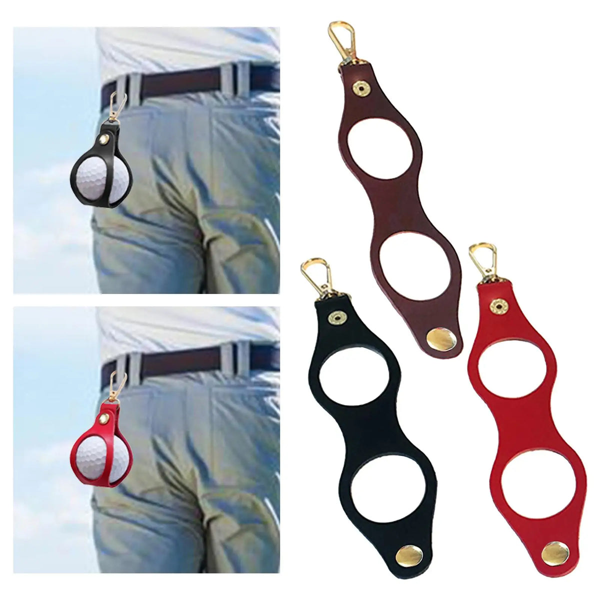 Golf Ball Waist Pouch PU Leather Belt Bag 3-Pack | Sunnimix Golf Ball Pouch PLUSH