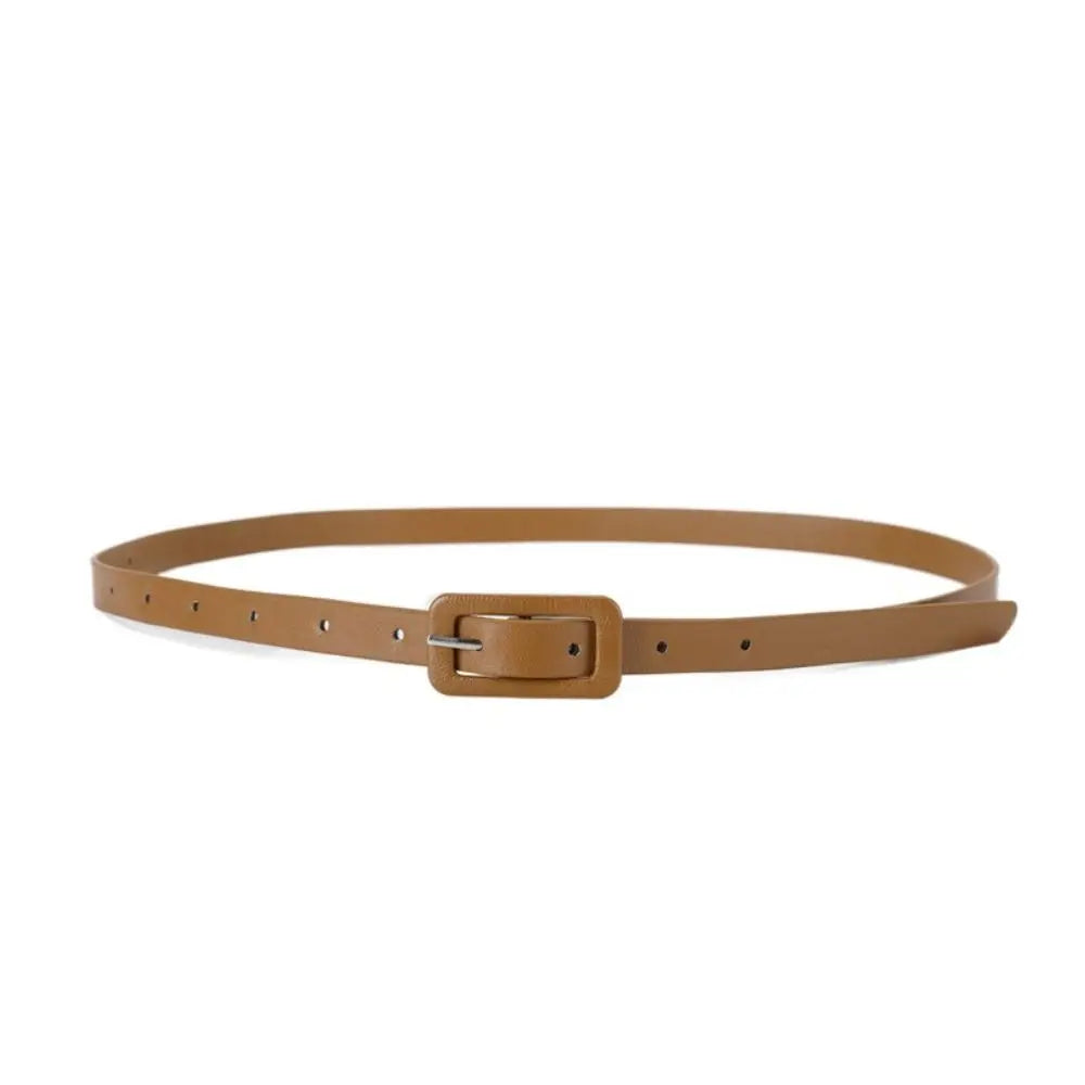 Women's Slim PU Leather Belt – Korean Style Candy Color Waistband PU Leather Belt PLUSH brown