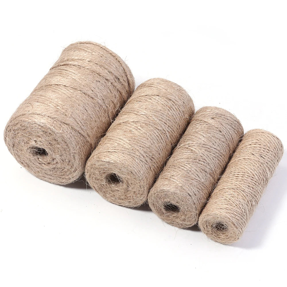 100m Natural Jute Twine Roll – Braided Rope for DIY Crafts Jute Craft Twine PLUSH