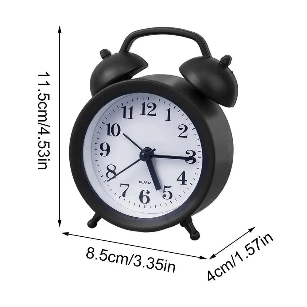 Retro Silent Analog Alarm Clock – Mini Desk & Travel Analog Alarm Clock PLUSH Black 1PC