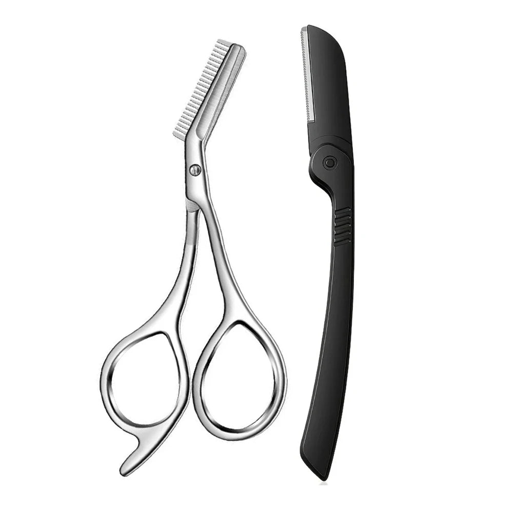 Stainless Steel Eyebrow Scissors with Comb | Hypoallergenic Eyebrow Grooming Scissors PLUSH Scissors razors