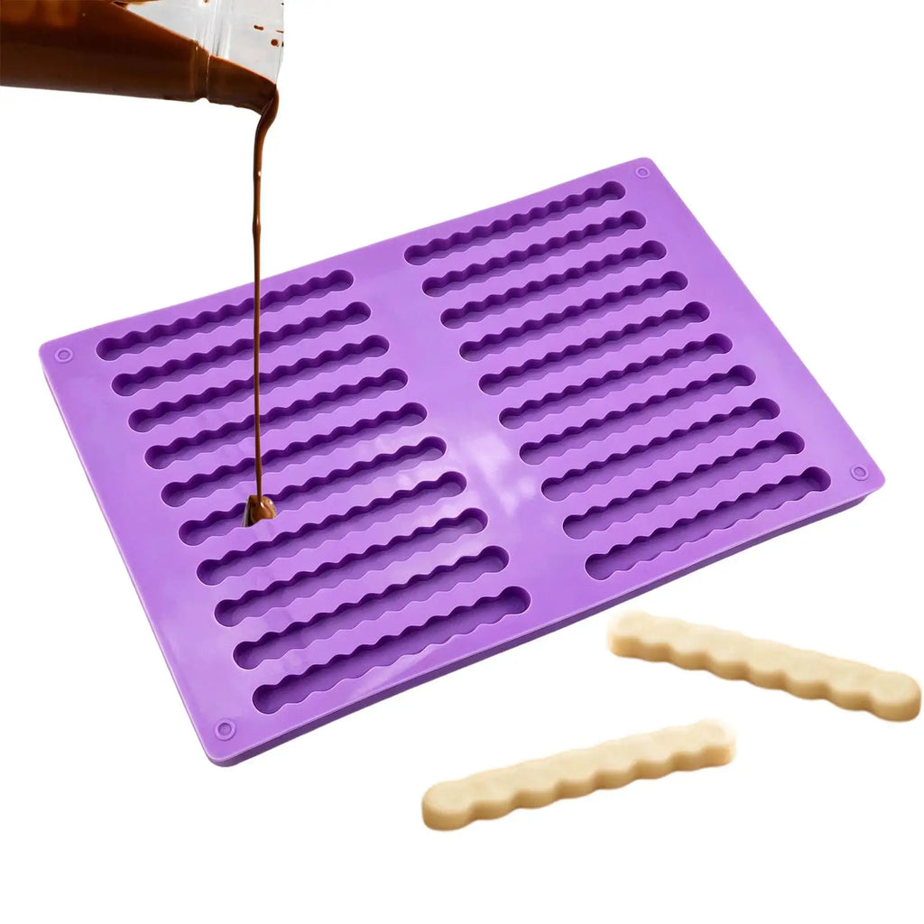 20-Cavity Wave Silicone Chocolate Mold – Candy, Soap & Ice Silicone Baking Mold PLUSH