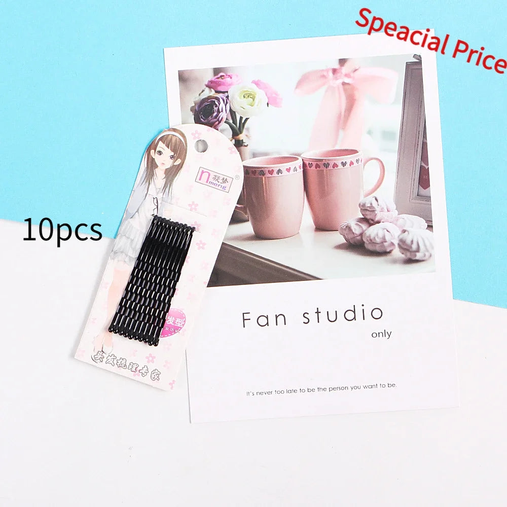 Women's Black Bobby Hair Clips & Barrettes 4–7cm Wave Straight Hair Clips & Barrettes PLUSH No.1 4cm