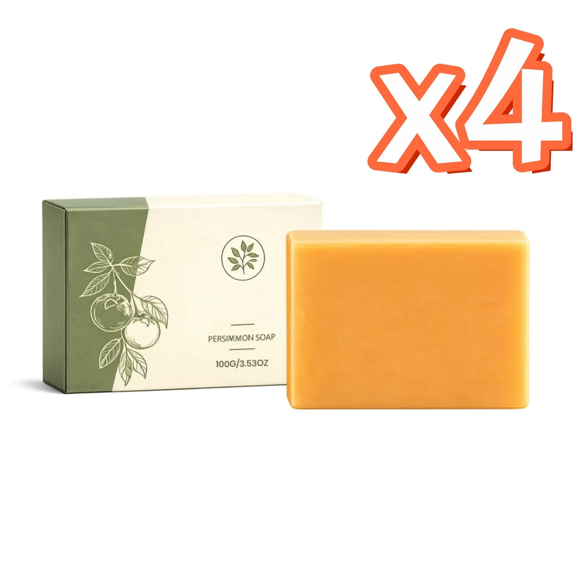 Persimmon Bath Soap Bar – Moisturizing, Deep Cleansing, Fruity Bath Soap Bar PLUSH 100G x 4