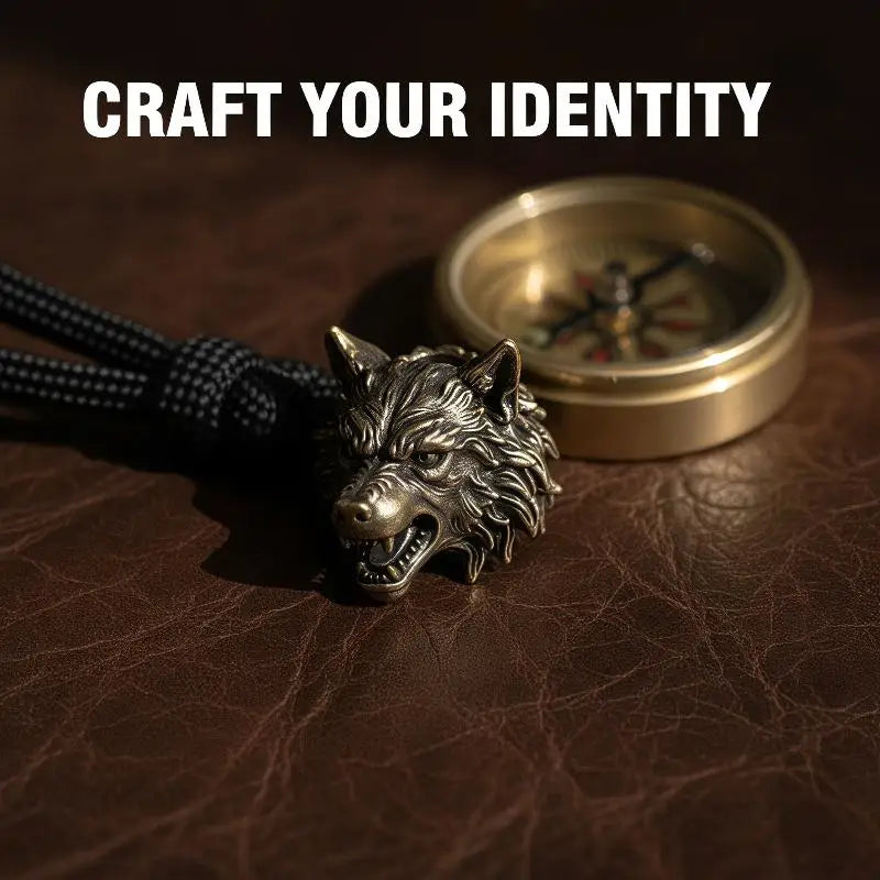Wolf Head Brass Bead Charm – DIY Paracord & Bracelet Pendant Jewelry Bead Charm PLUSH