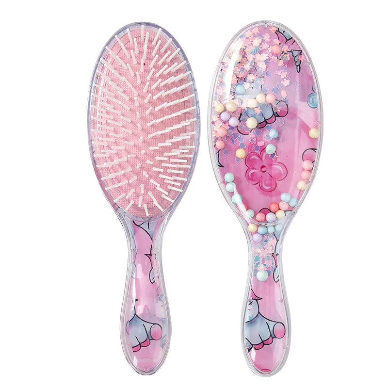 Unicorn Hair Brush – Anti-Static Detangling Massage Comb Detangling Hair Brush PLUSH Round rose