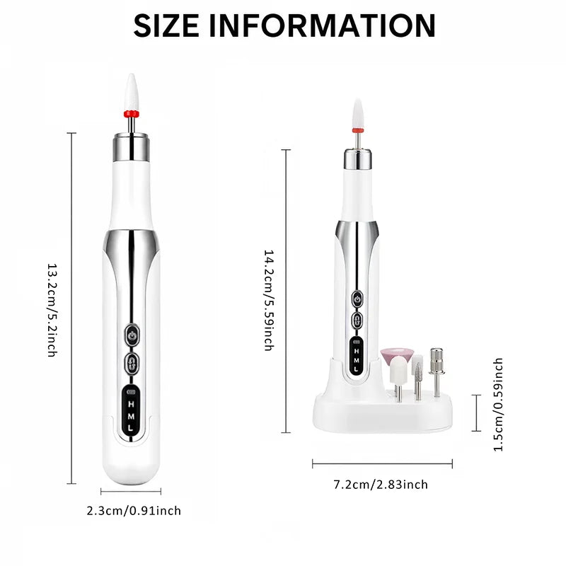 USB Electric Nail Grinder – Manicure & Pedicure Drill Tool Electric Nail Drill PLUSH