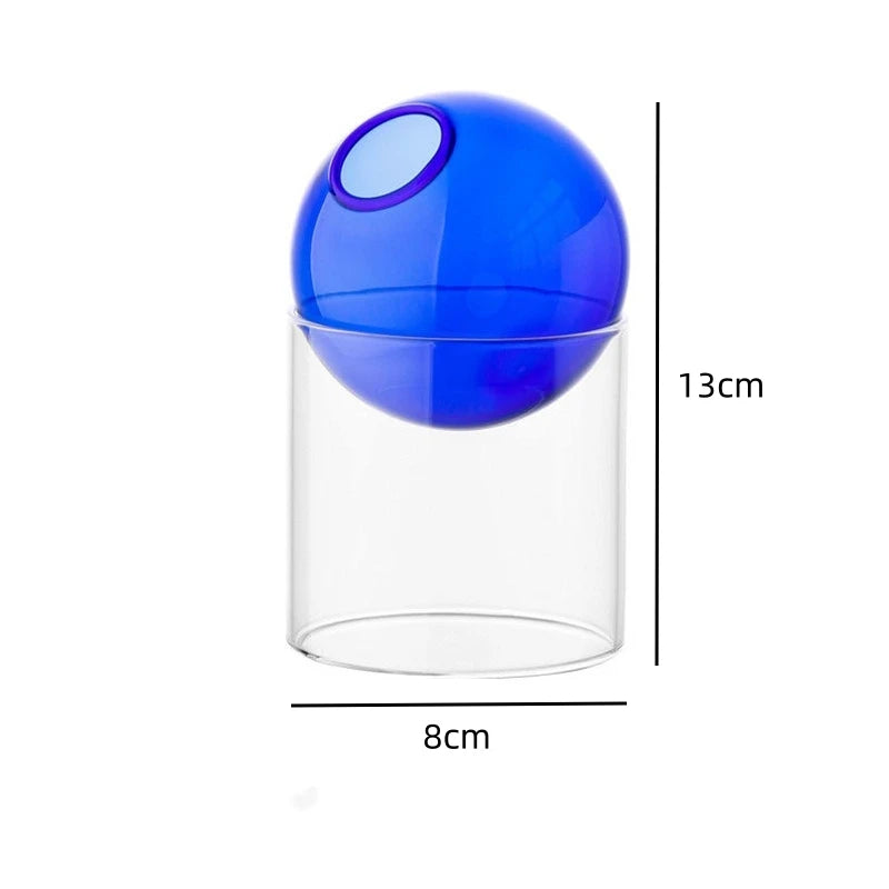 Nordic Colored Glass Vase | Minimalist Hydroponic Planter Decorative Glass Vase PLUSH Blue-L