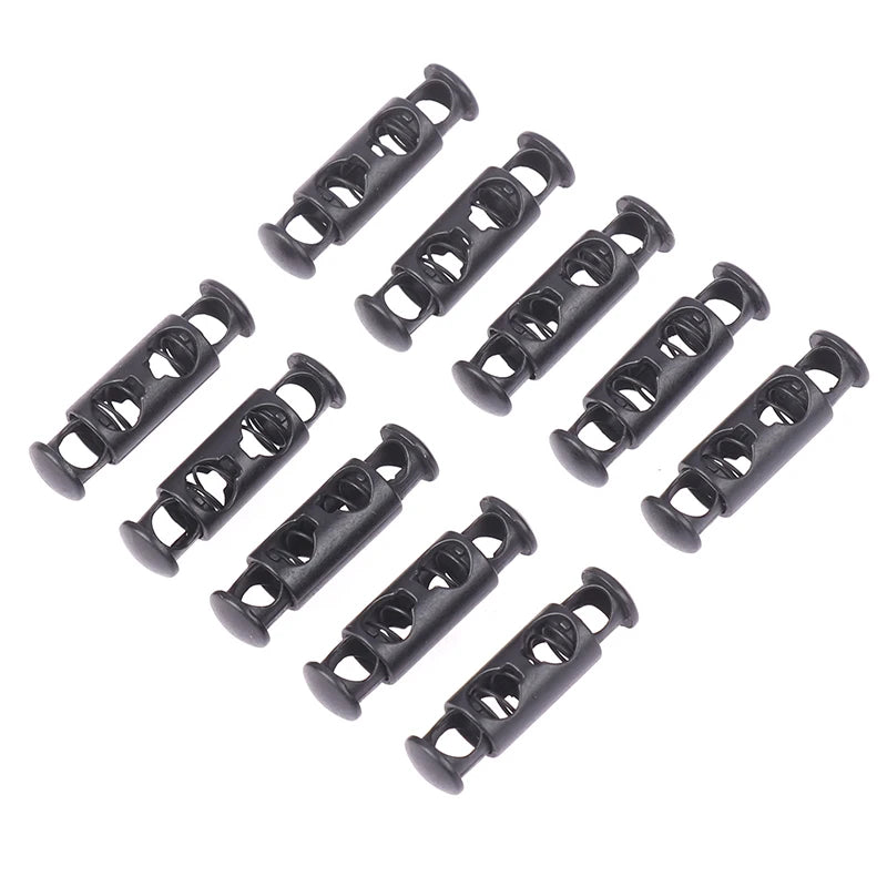10pcs Metal Double-Hole Spring Cord Locks | DIY Buckles Spring Cord Locks PLUSH Black