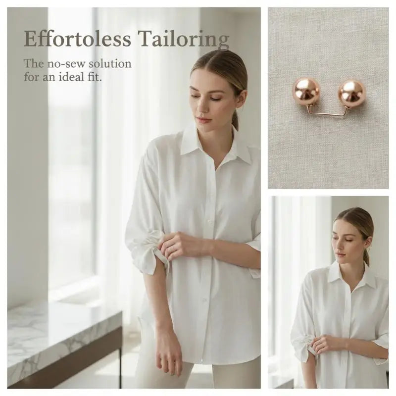 Pearl Sleeve Clips 2-Pack | Non-Slip Fashion Fasteners Sleeve Clip Brooch PLUSH