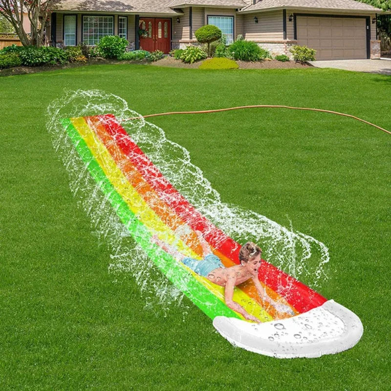 Rainbow Inflatable Water Slide – Backyard Slip & Slide Toy Outdoor Water Slide PLUSH