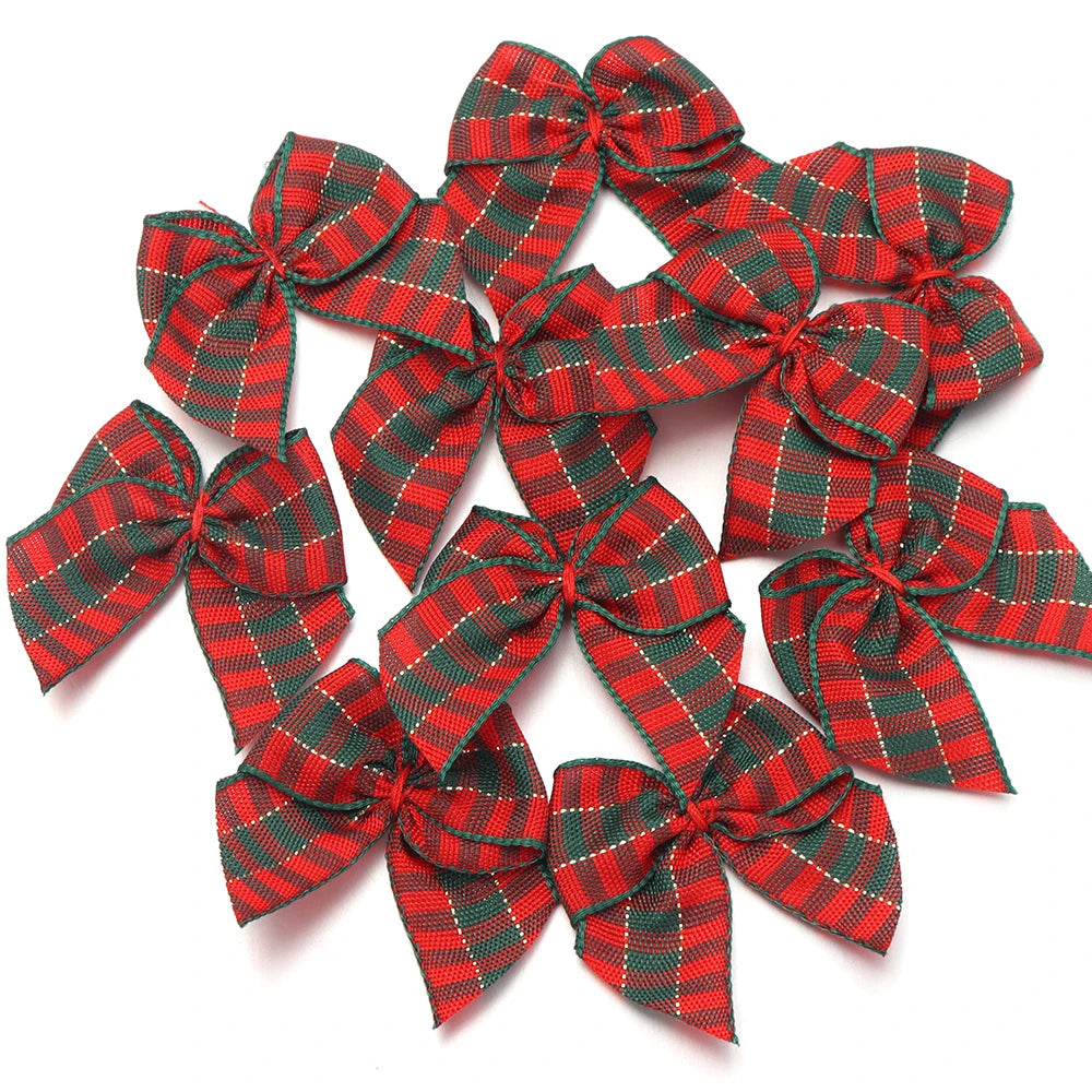 20pcs Christmas Plaid Bows – DIY Jewelry, Hair & Craft Decor Craft Bow Embellishments PLUSH 01 3x4cm