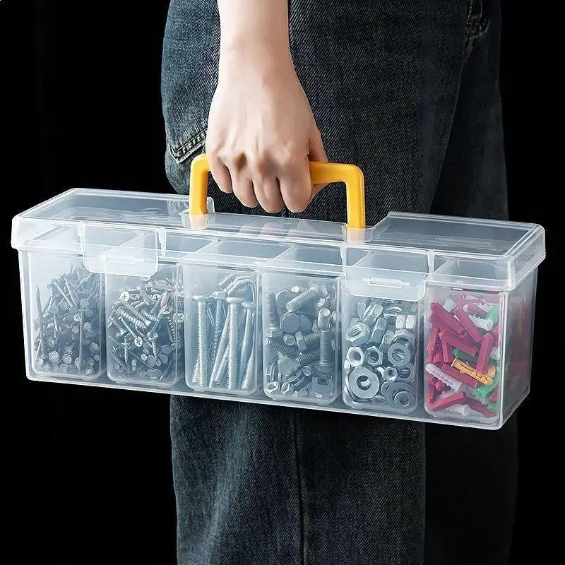 Transparent Multi-Compartment Tool Organizer Box with Handle Tool Storage Organizer PLUSH