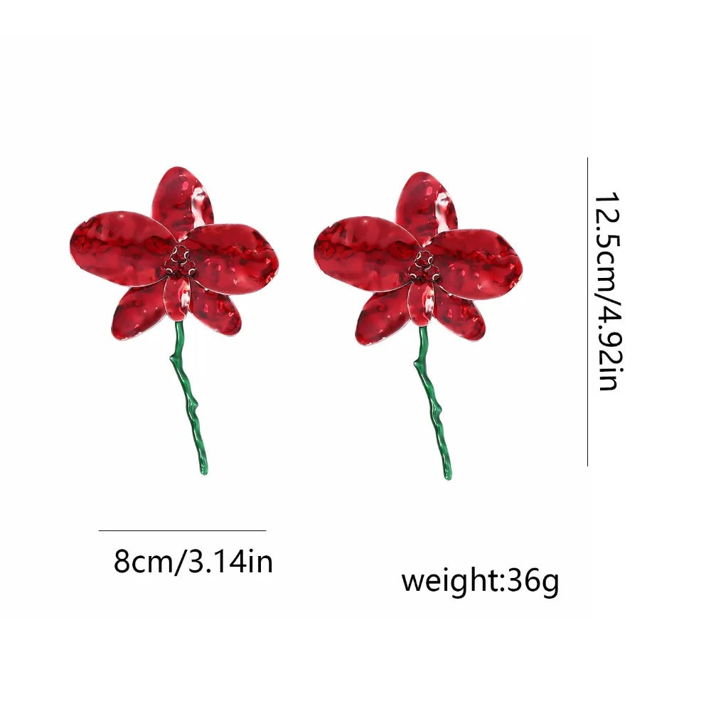 Vintage Enamel Flower Dangle Earrings – Bold Statement Jewelry Dangle Earrings PLUSH