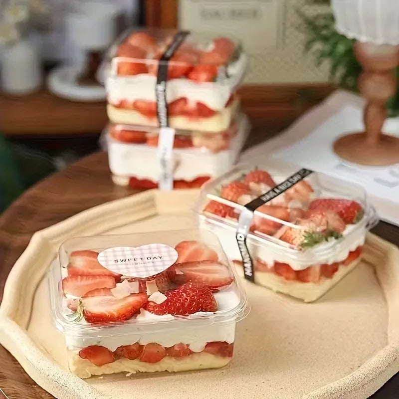 Transparent Disposable Cake Boxes with Lid – 5/15/25pcs Disposable Cake Box PLUSH