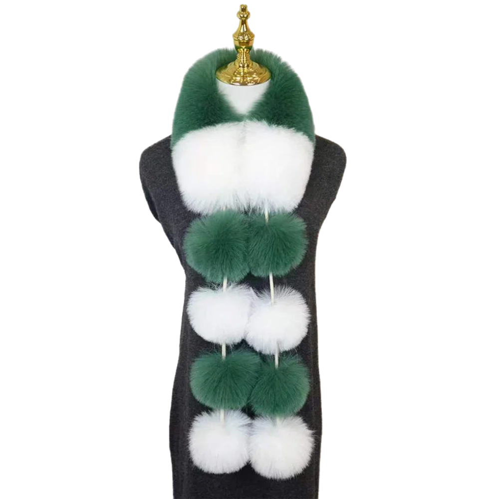 Women's Faux Plush Christmas Scarf with Pom-Pom | Warm & Cozy Faux Plush Scarf PLUSH Style-9