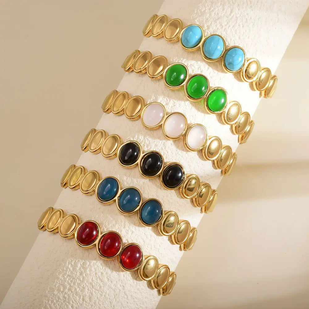 Cat's Eye Stone Alloy Bangle – Vintage Stackable Women's Bracelet Fashion Bangle Bracelet PLUSH