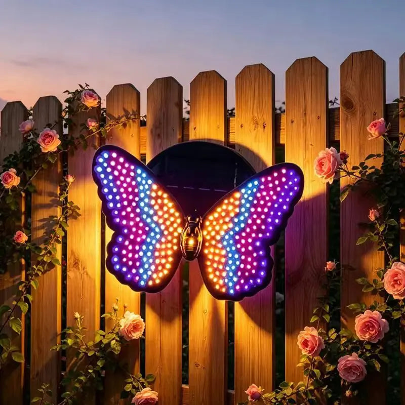 Solar LED Color-Changing Butterfly Garden Wall Light Solar Garden Light PLUSH