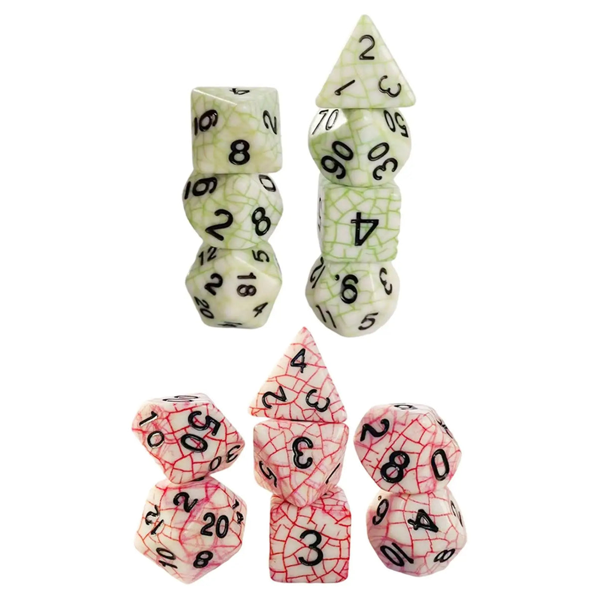 7-Piece Polyhedral Dice Set – D20 D12 D10 D8 D6 D4 Acrylic Polyhedral Dice Set PLUSH