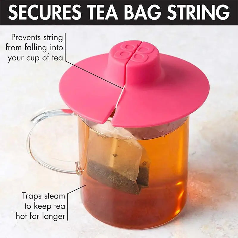 Silicone Tea Bag Holder Squeezer & Mug Lid – Reusable Set Tea Bag Holder PLUSH