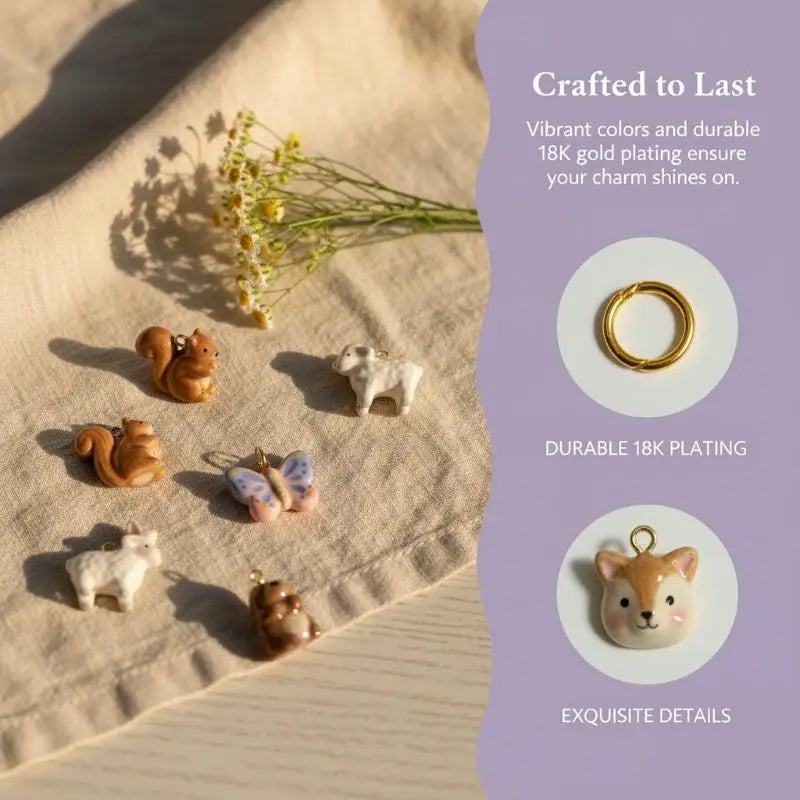 Cartoon Animal Stainless Steel Pendants – Deer Lamb Squirrel DIY Jewelry Charms PLUSH